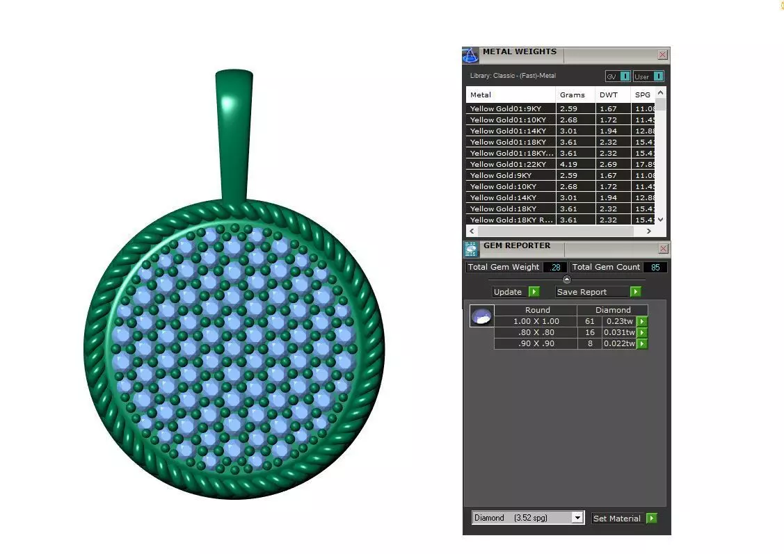 Round Diamond Pendant 3D print model_14