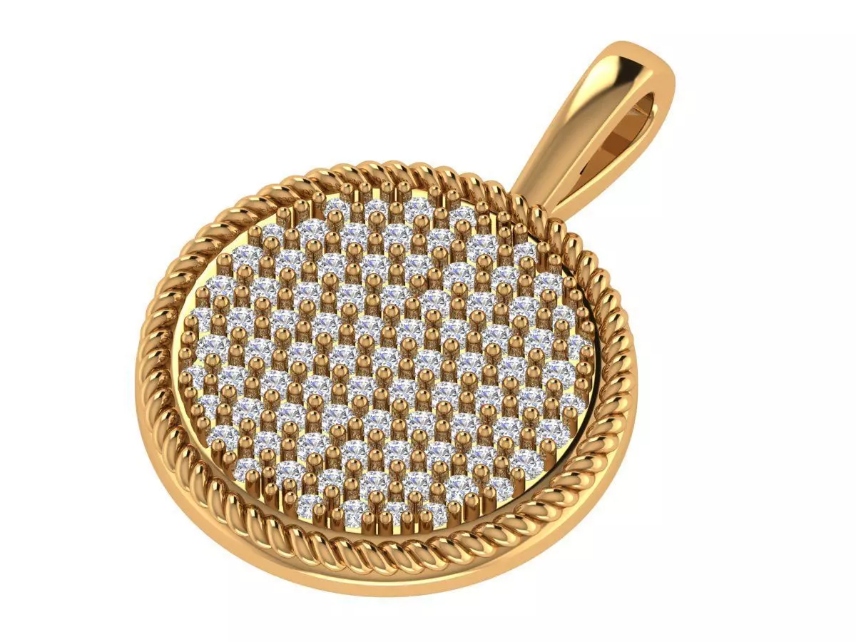 Round Diamond Pendant 3D print model_4