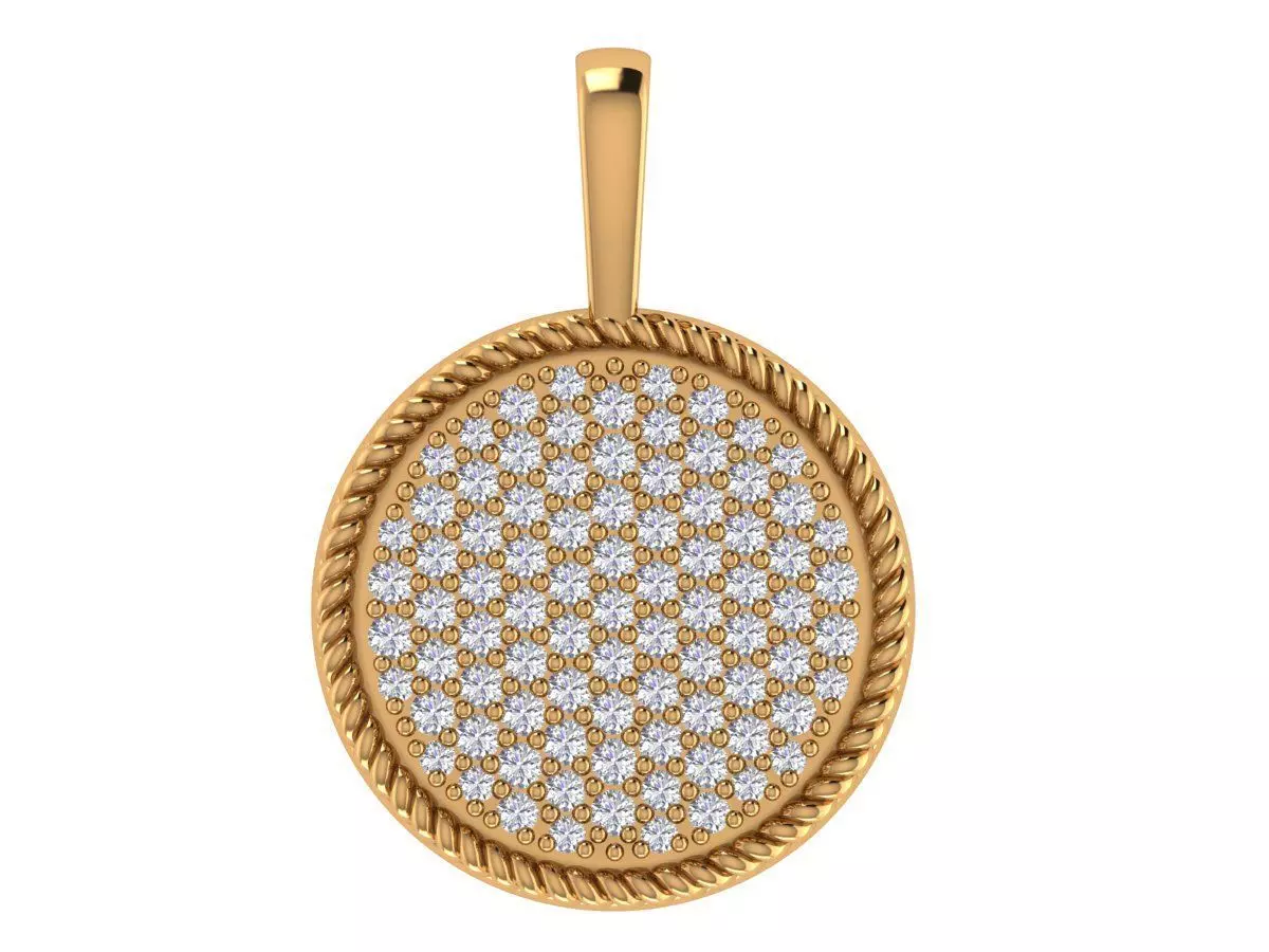 Round Diamond Pendant 3D print model_3