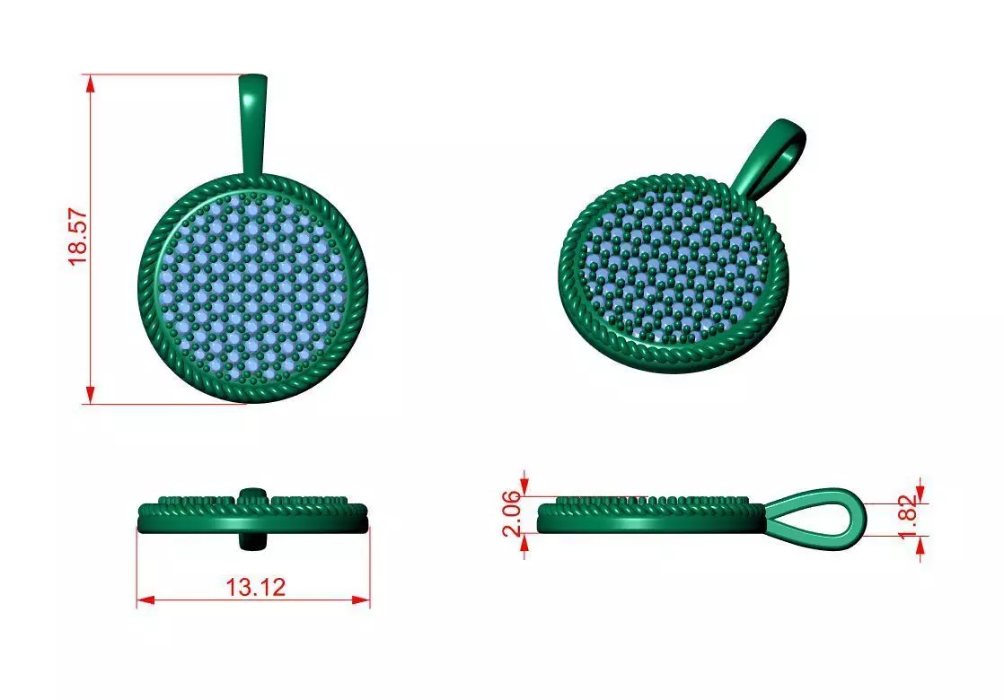 Round Diamond Pendant 3D print model_6