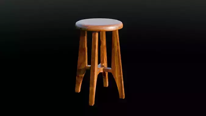 Realistic Wooden Bar Stool