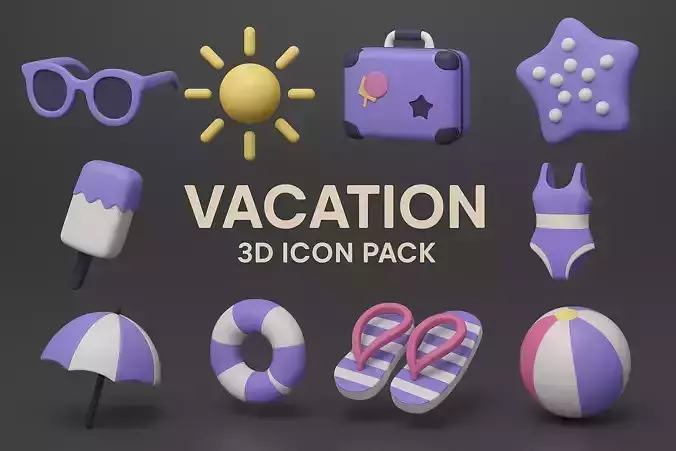 Vacation 3D Icon Pack