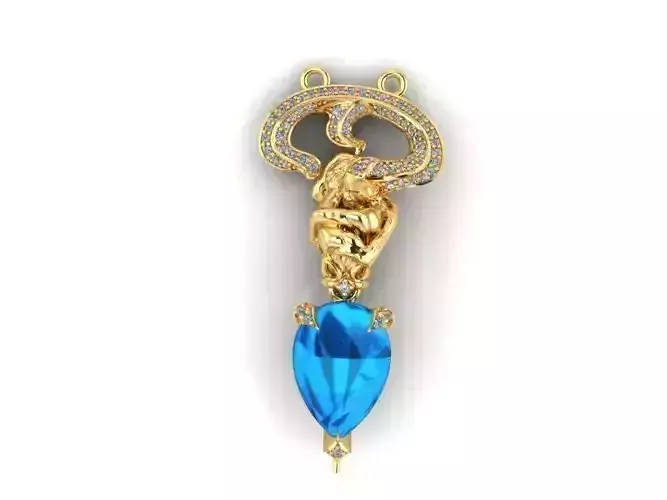 Pendant dragon with sapphire