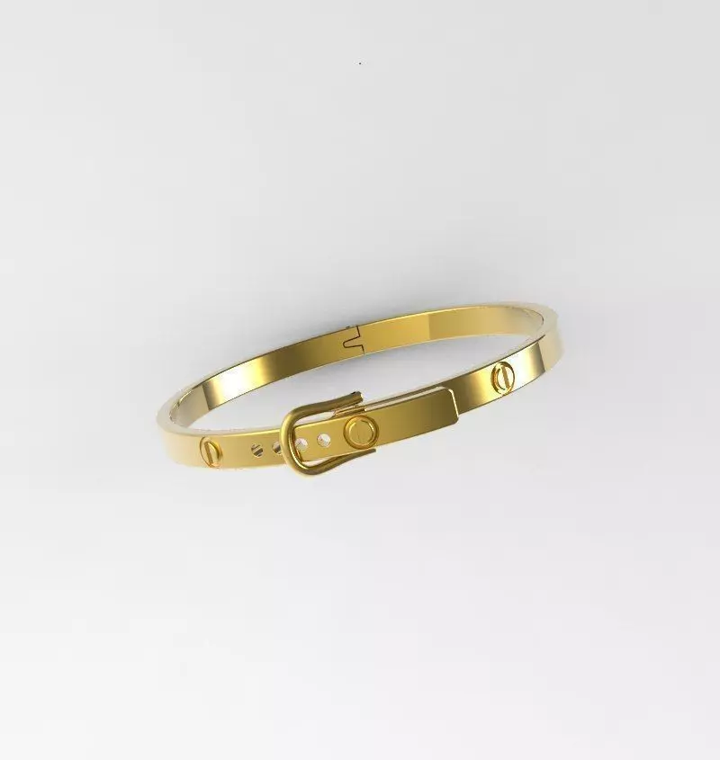 Bracelet gold with buckle 3D print model_0