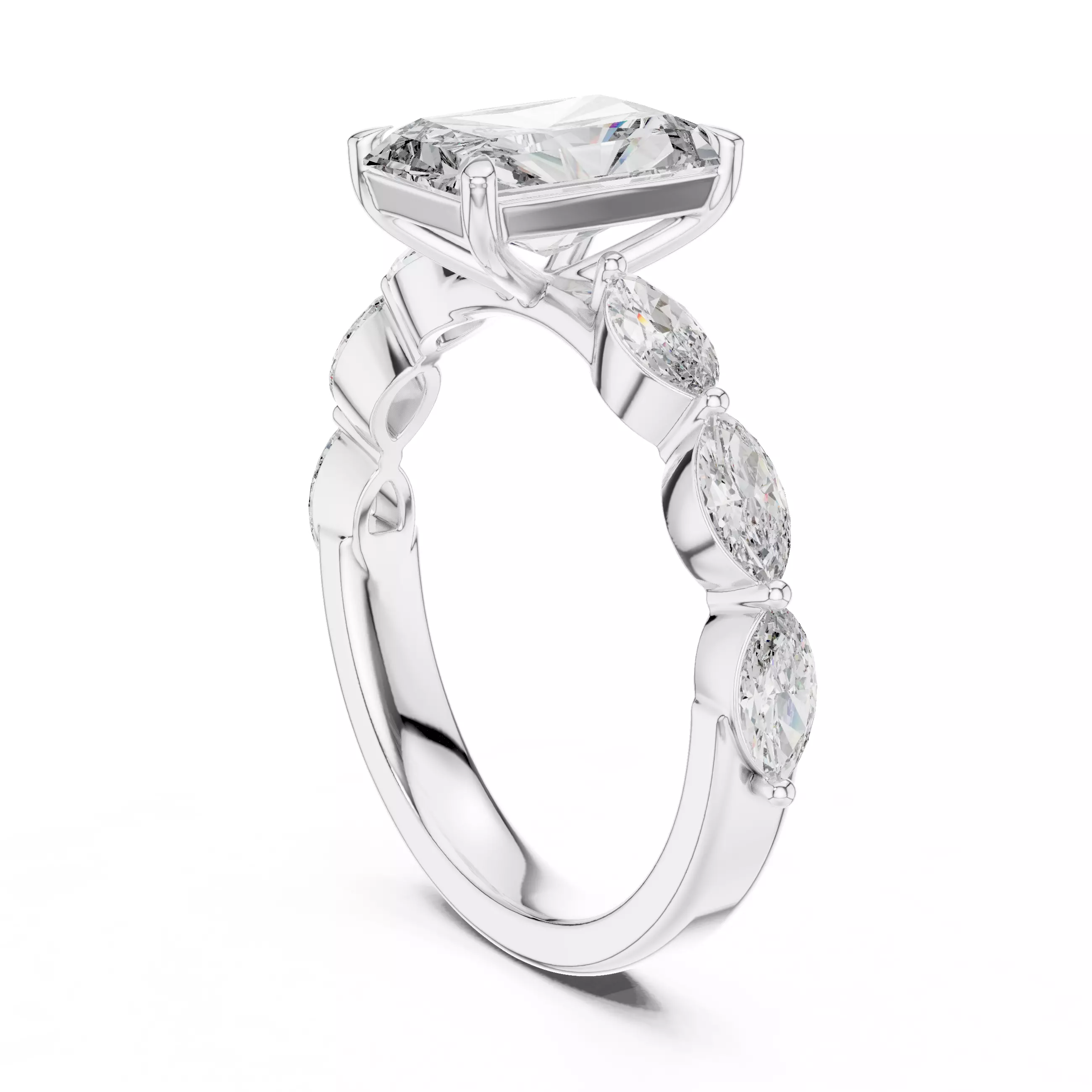 Radiant Diamond Solitaire Ring 3D print model_10
