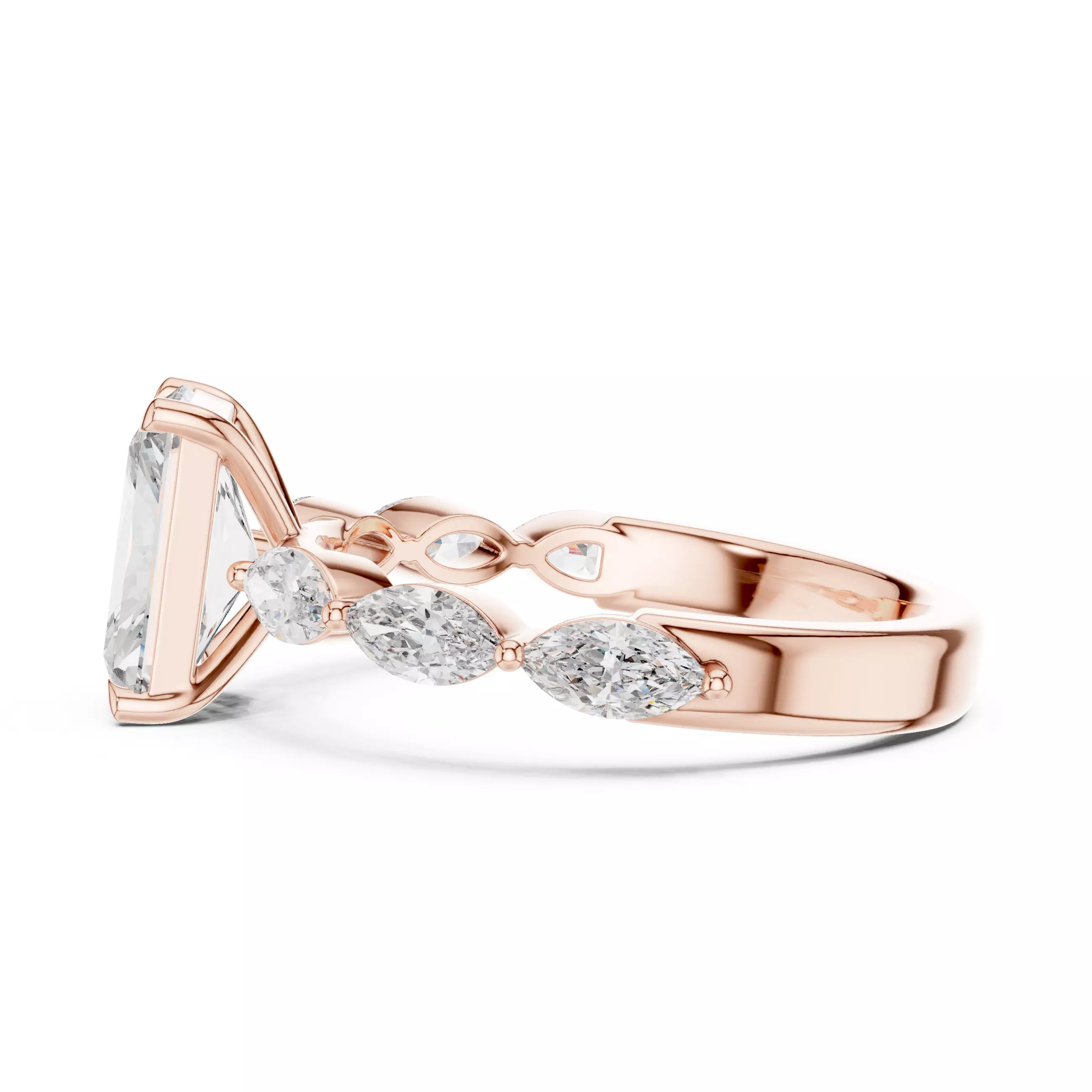 Radiant Diamond Solitaire Ring 3D print model_1