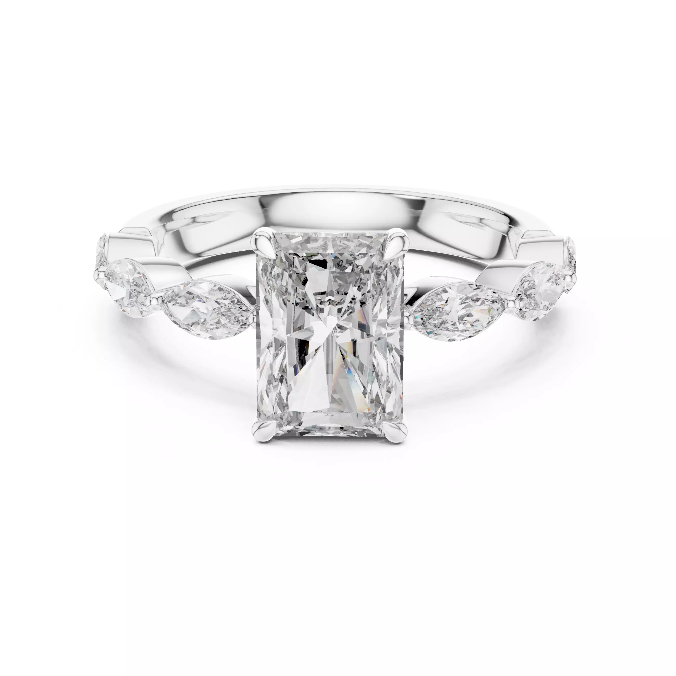Radiant Diamond Solitaire Ring 3D print model_3