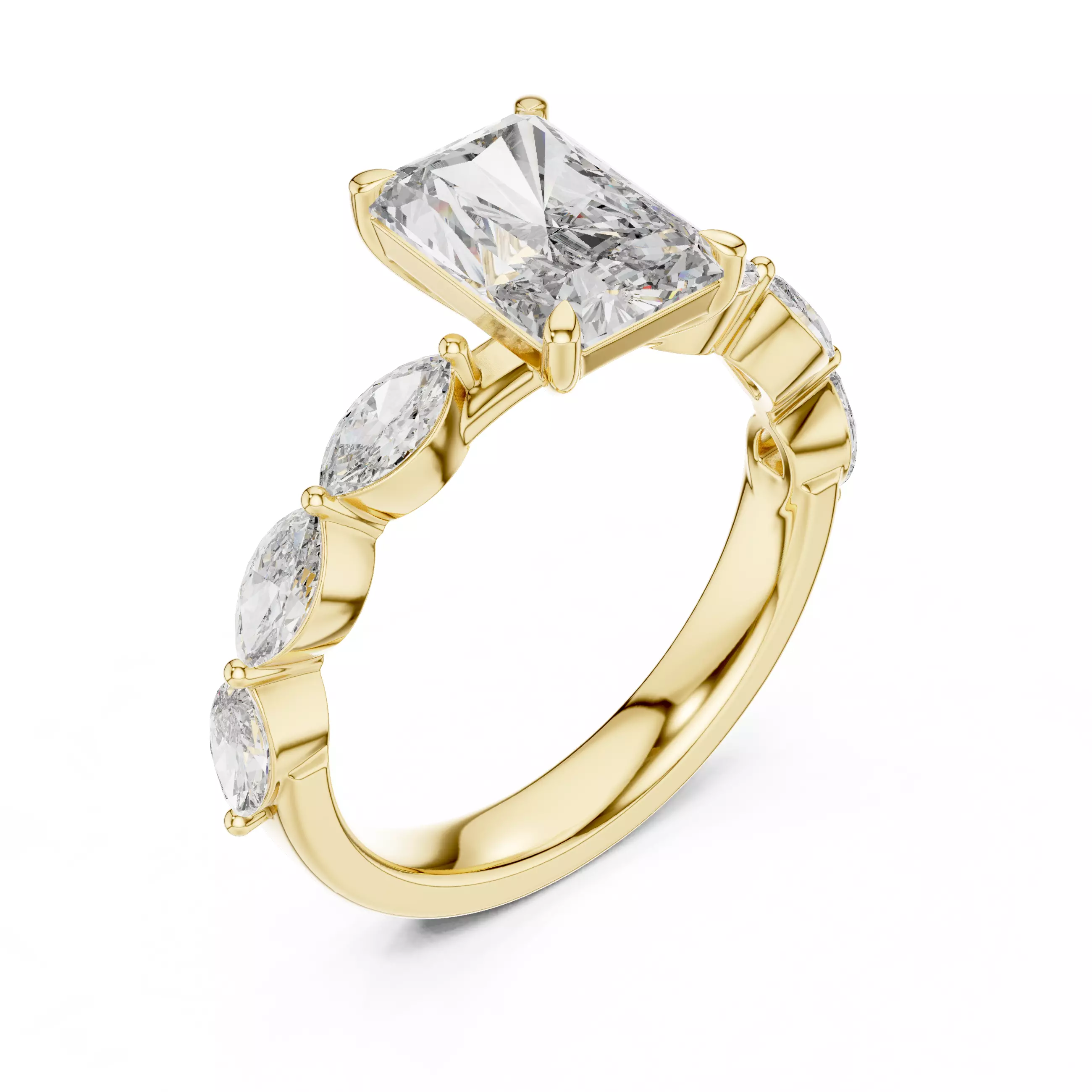 Radiant Diamond Solitaire Ring 3D print model_13