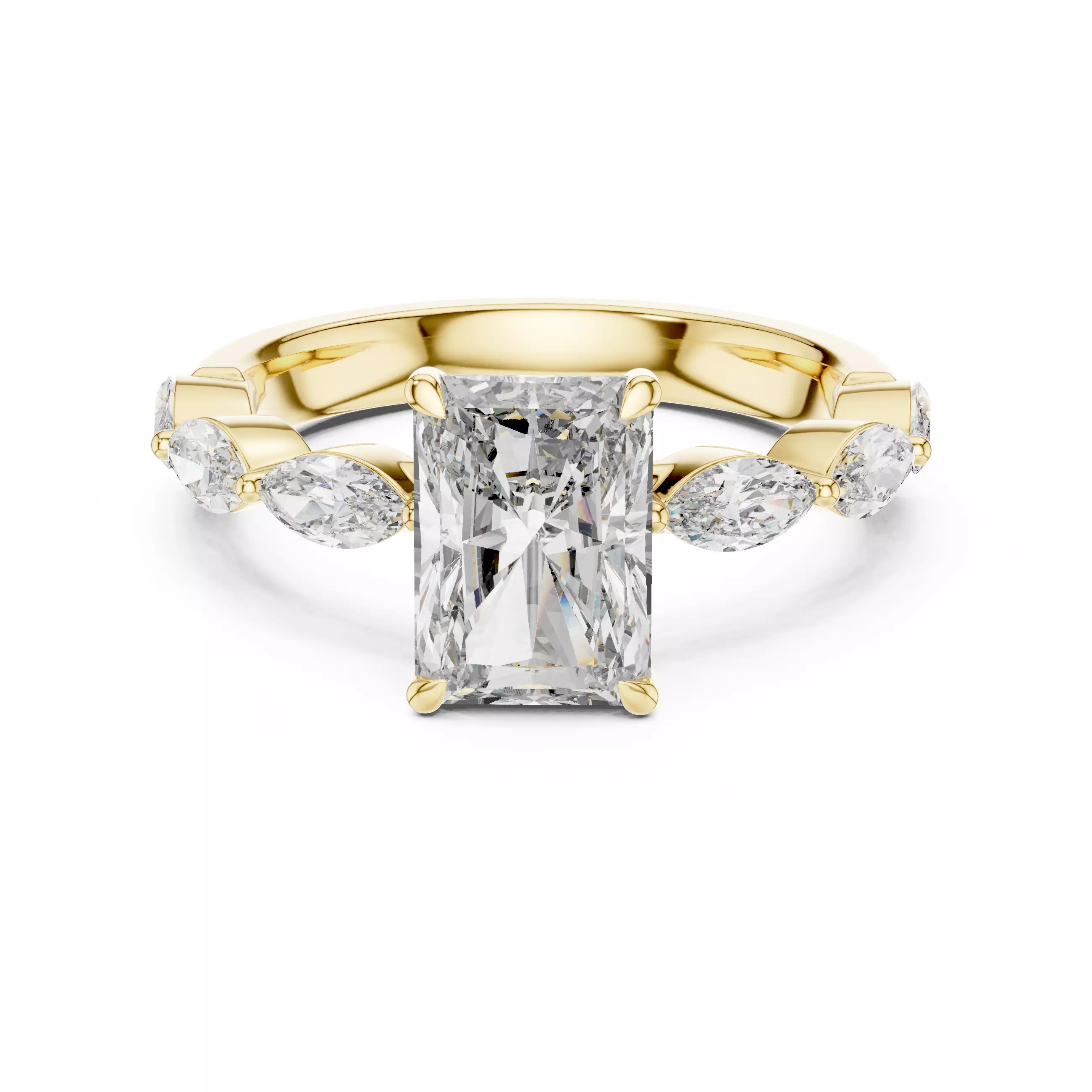 Radiant Diamond Solitaire Ring 3D print model_5