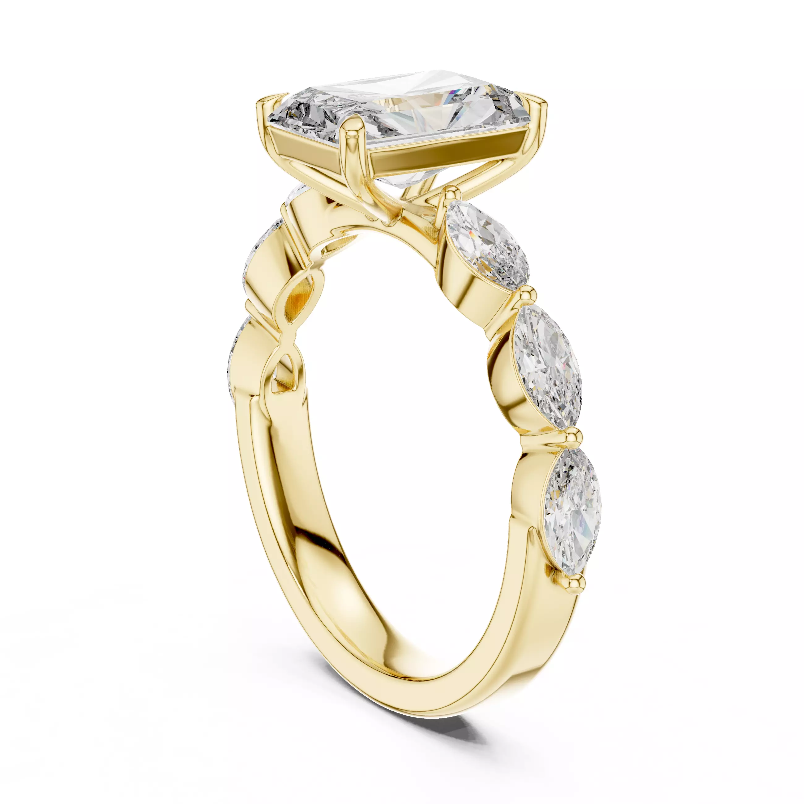 Radiant Diamond Solitaire Ring 3D print model_12