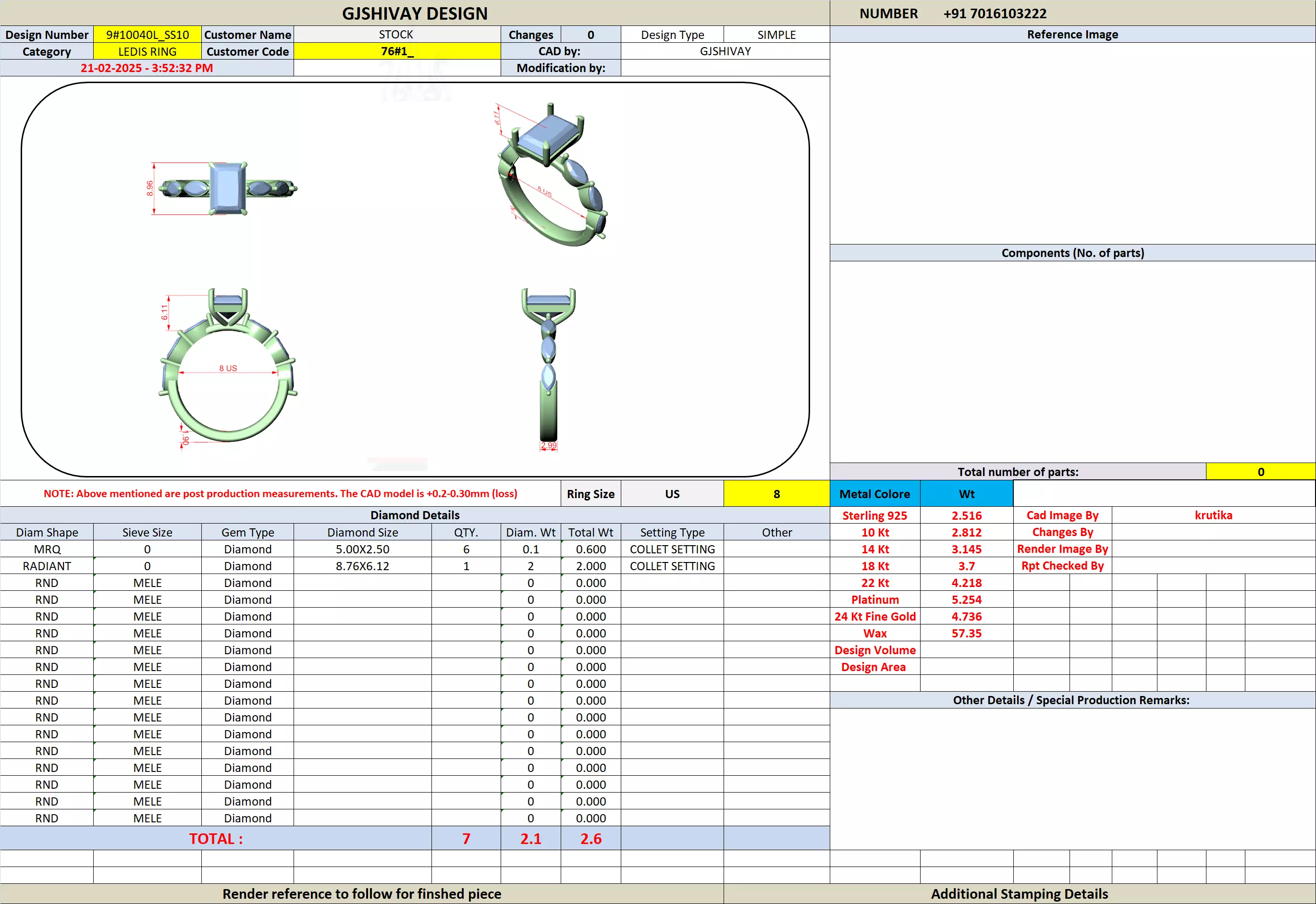 Radiant Diamond Solitaire Ring 3D print model_7