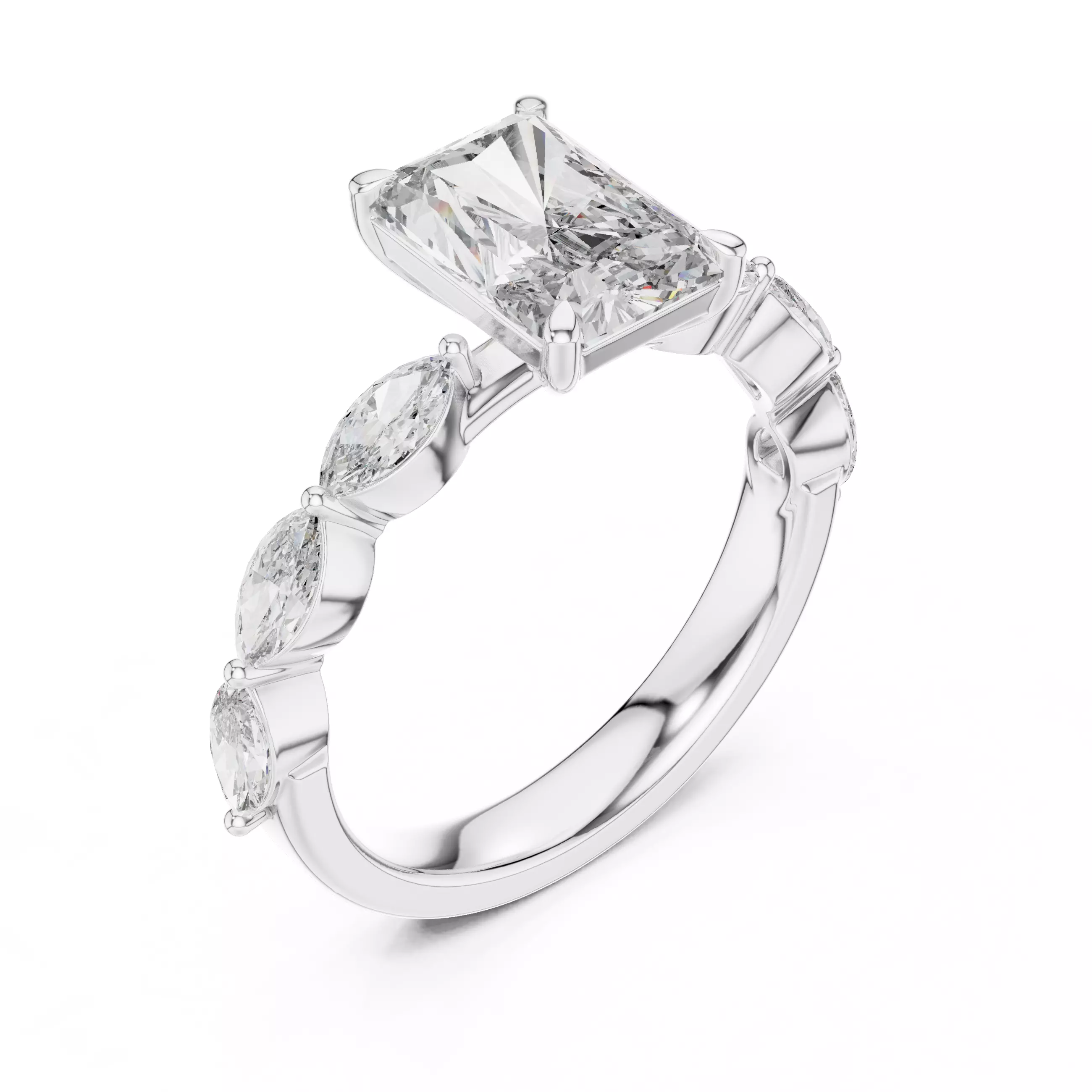 Radiant Diamond Solitaire Ring 3D print model_11