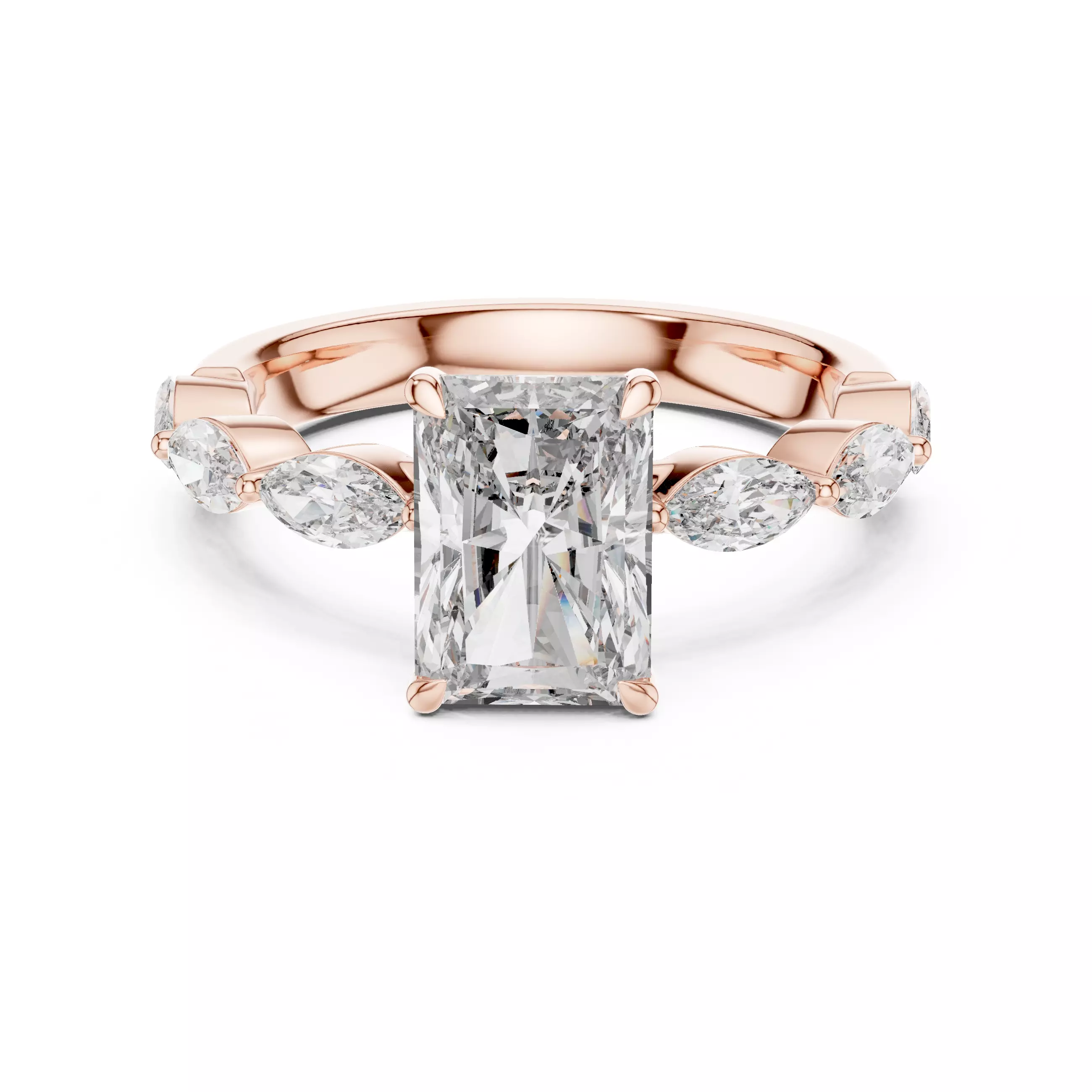 Radiant Diamond Solitaire Ring 3D print model_0