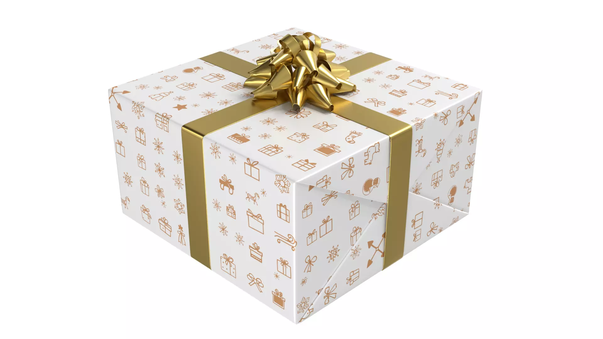 Christmas Present PBR White 03 3D model