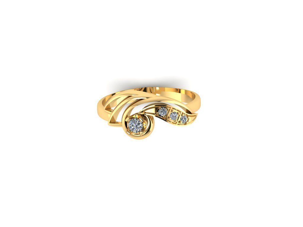 Ring 1 5 diamond gold 3D print model_1