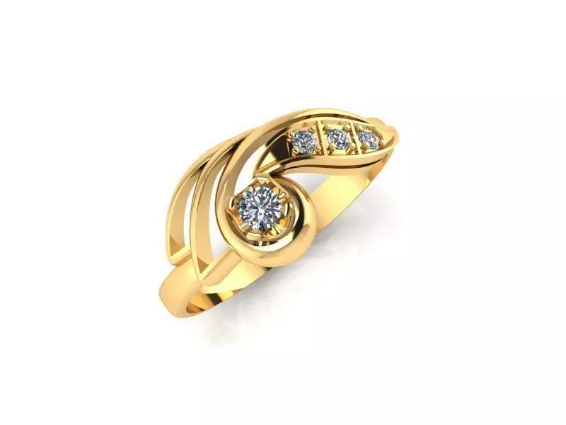 Ring 1 5 diamond gold 3D print model_0