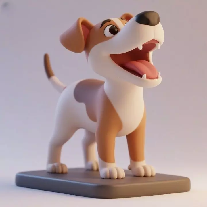 2863 Laughing Galgo Dog Full Figure 3D Model on Base 3D print model_5