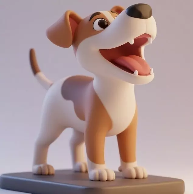 2863 Laughing Galgo Dog Full Figure 3D Model on Base 3D print model_1