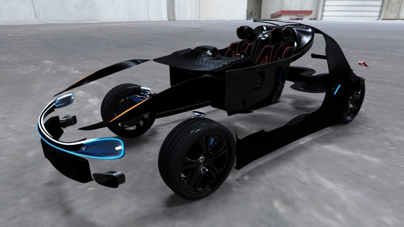 Affekta Cyclonic  Concept Sport car LowPoly Low-poly 3D model_11