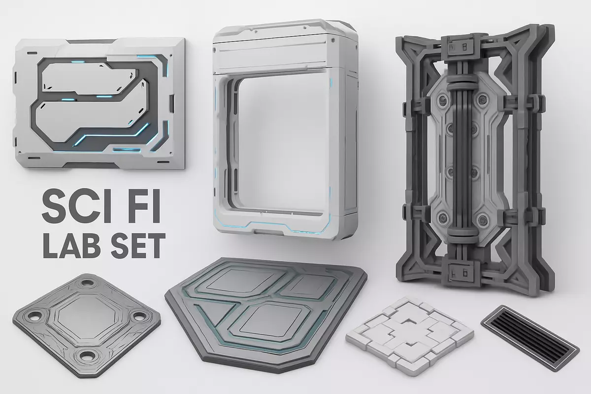 Sci-Fi Lab Kit Low-poly 3D model_0