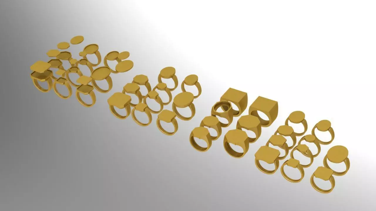 Different types of signet and men ring 3D print model