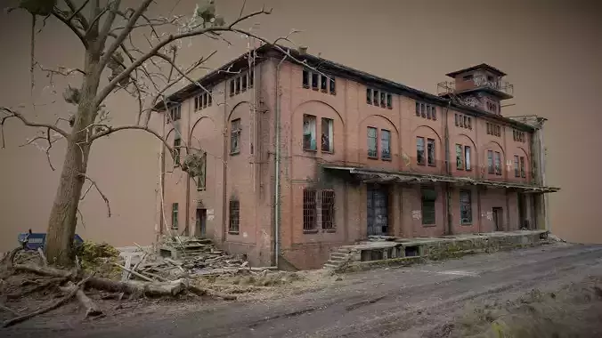 Factory building with a watchtower
