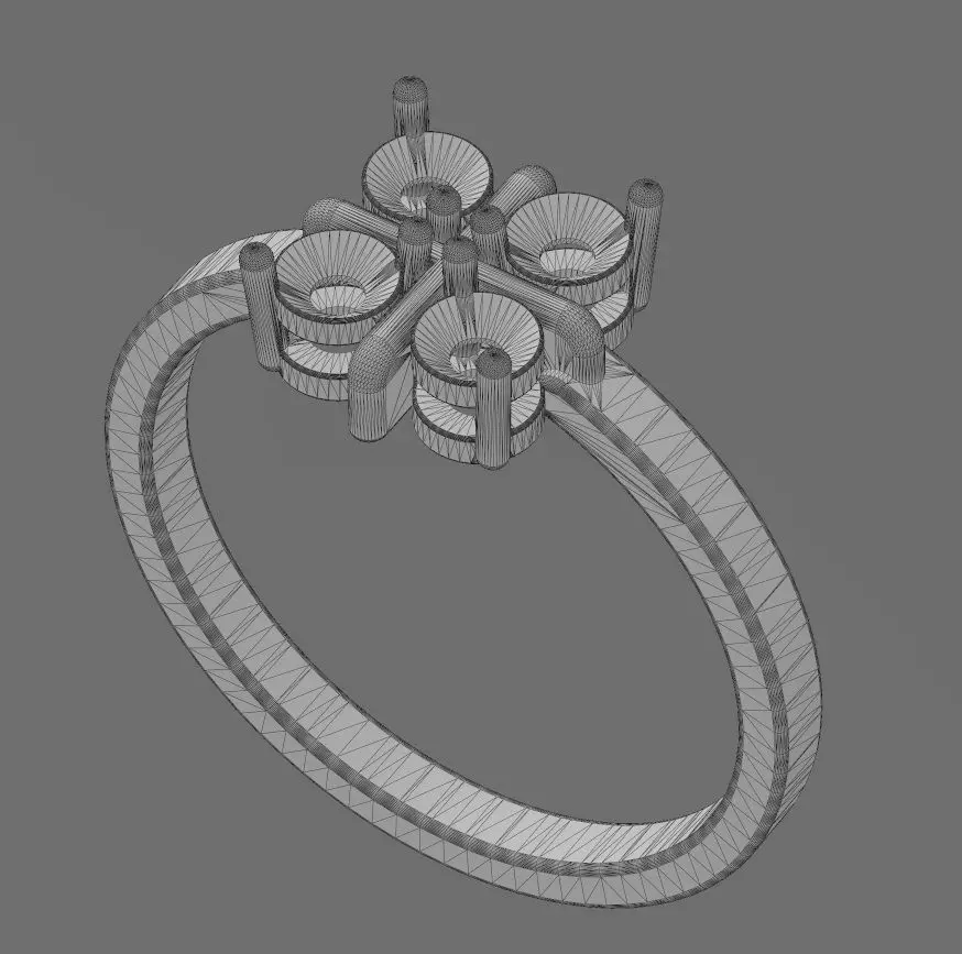 Diamond square cross cluster ring US sizes 5to10 3D print model_15