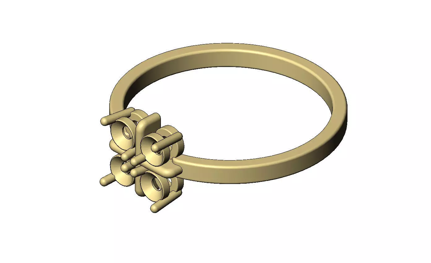 Diamond square cross cluster ring US sizes 5to10 3D print model_11