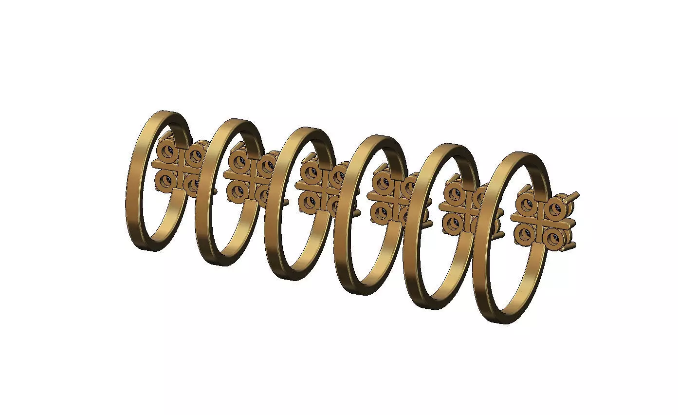 Diamond square cross cluster ring US sizes 5to10 3D print model_2