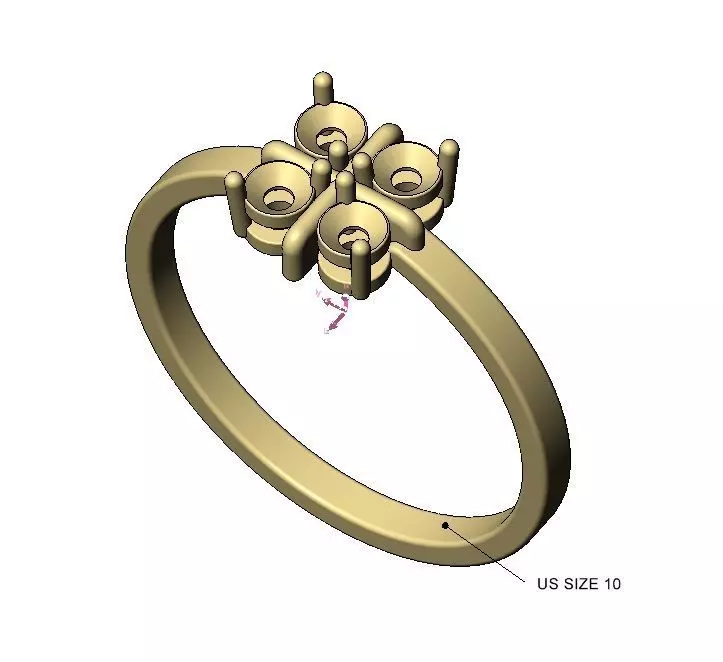 Diamond square cross cluster ring US sizes 5to10 3D print model_13