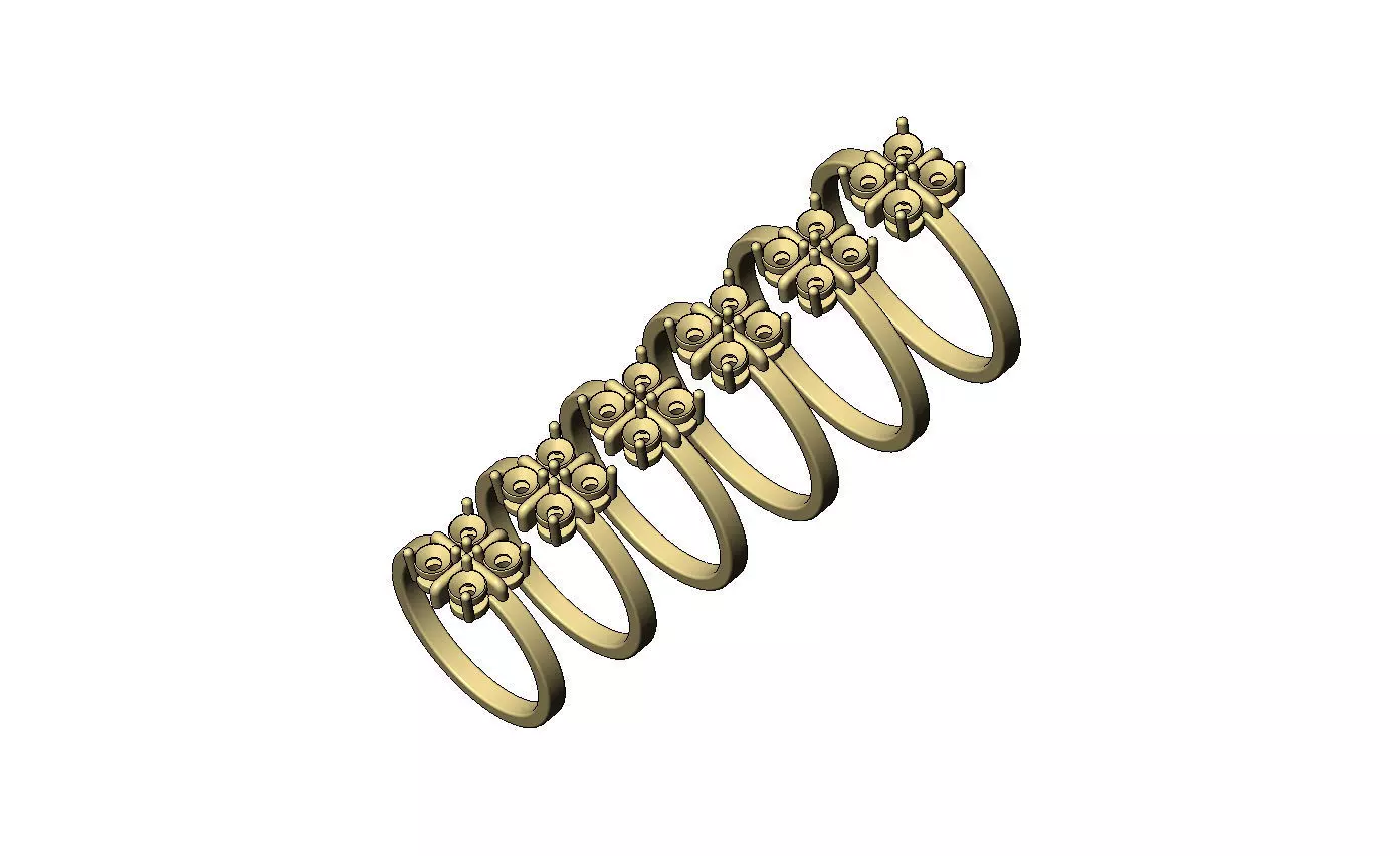 Diamond square cross cluster ring US sizes 5to10 3D print model_5