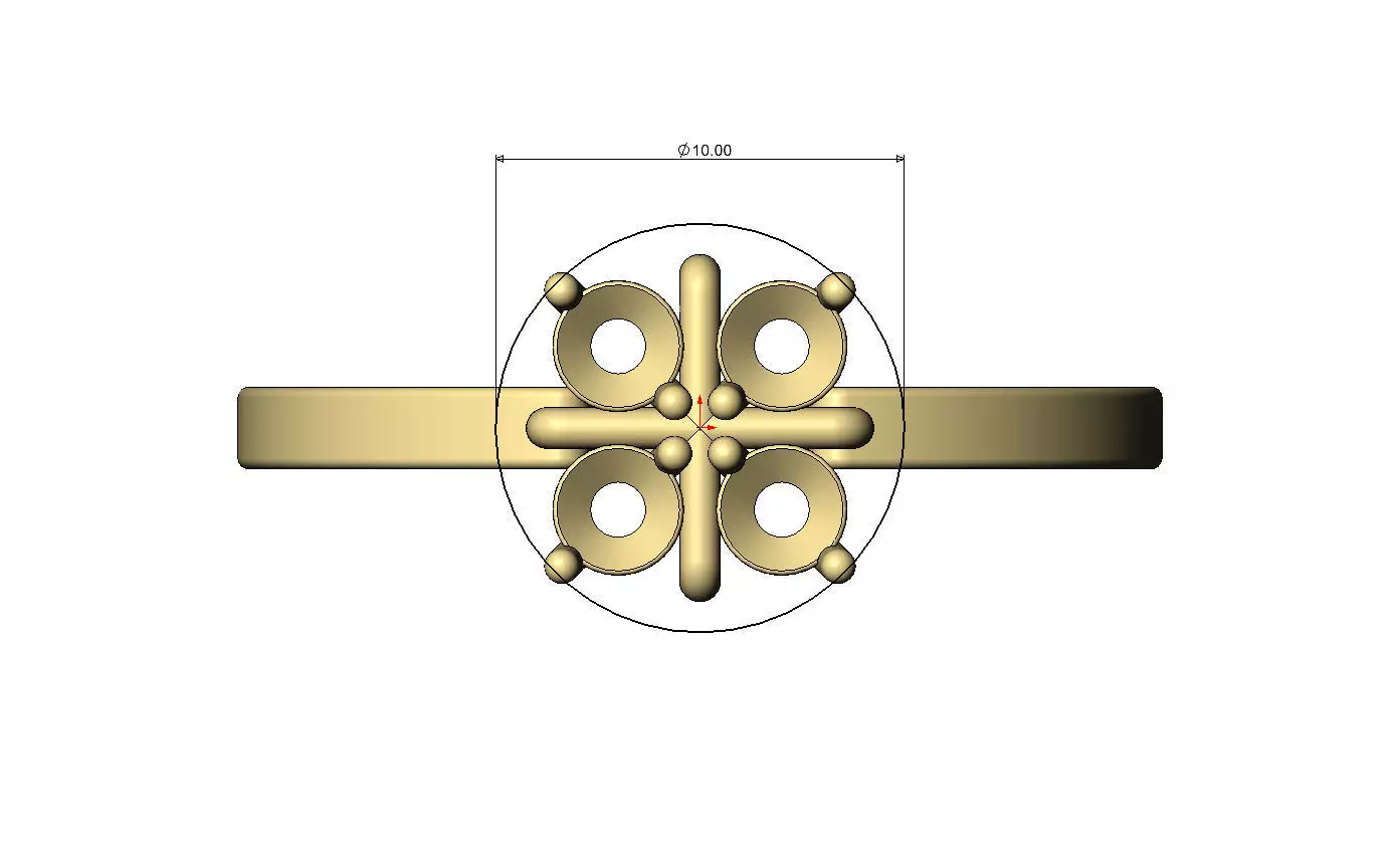 Diamond square cross cluster ring US sizes 5to10 3D print model_9