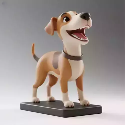 2864  Laughing Galgo Dog  Full Figure 3D Model on Base