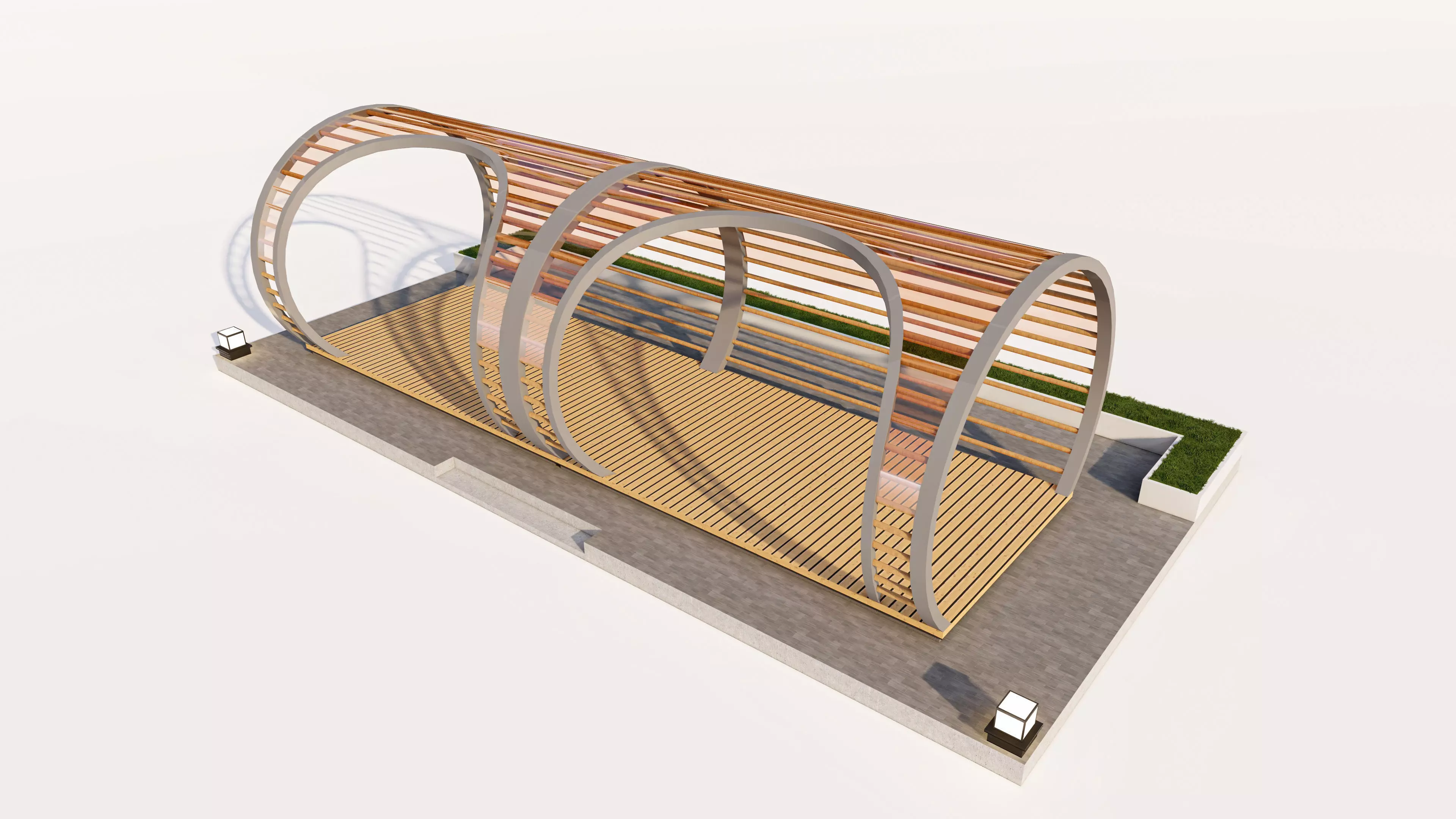 Modern Circular Bus Stop Pavilion Low-poly 3D model