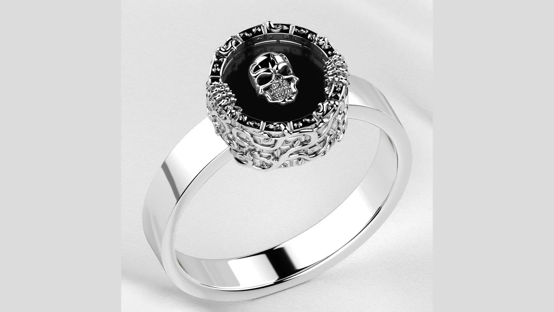 Skeleton In Well Silver Ring Exclusive 3D print model