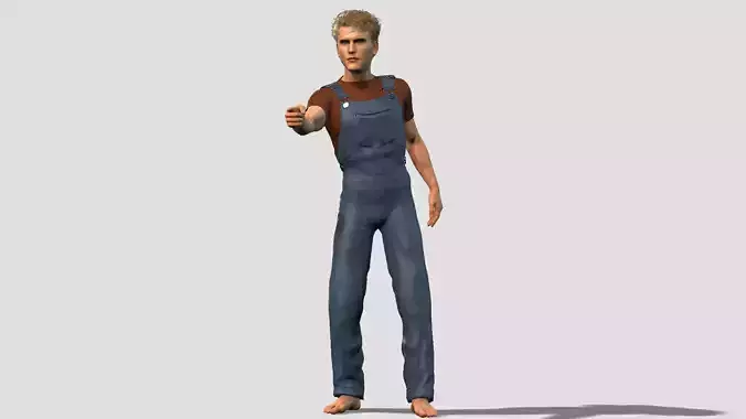 Farmer Male Character 3D Model GameReady Rigged