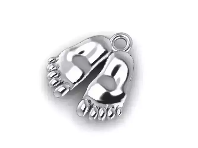 Pendant sterling silver baby feet charm