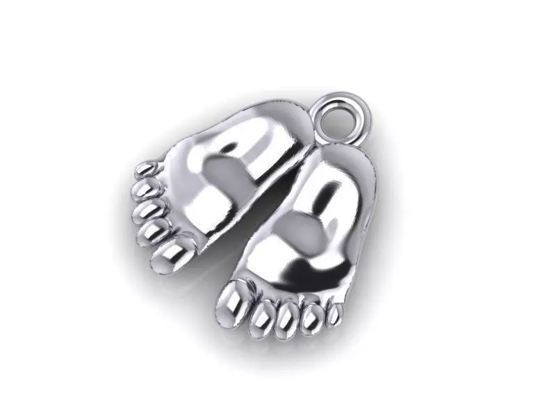 Pendant sterling silver baby feet charm 3D print model_0