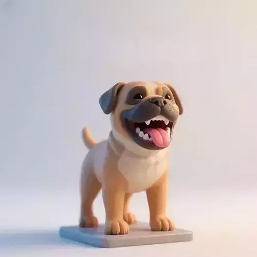 2865  Laughing DOGUE Dog  Full Figure 3D Model on Base