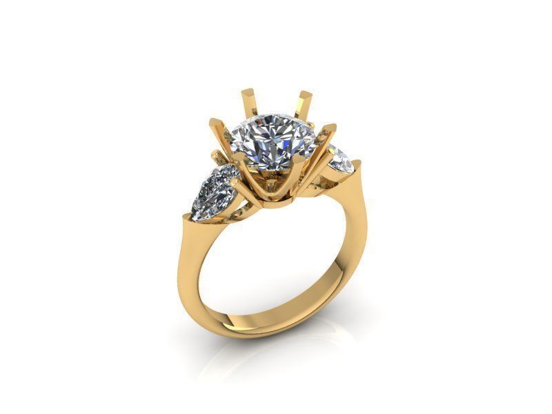 Ring 3 stone 3D print model_1