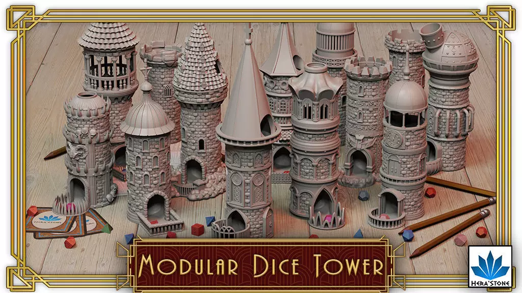 Modular dice towers 3D print model_0
