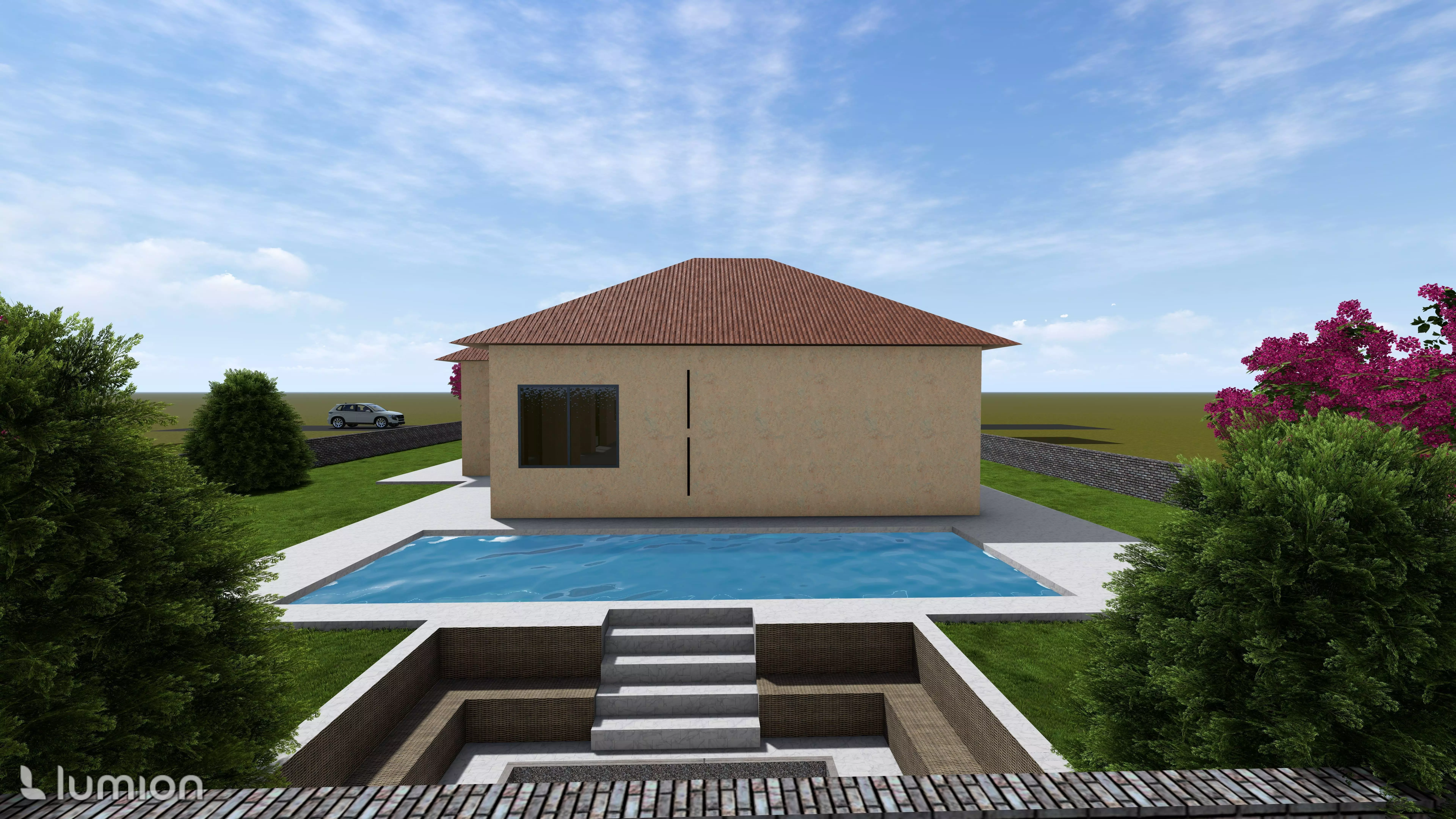 Modern Single-Story Villa Exterior Architectural 3D Model 3D model_2