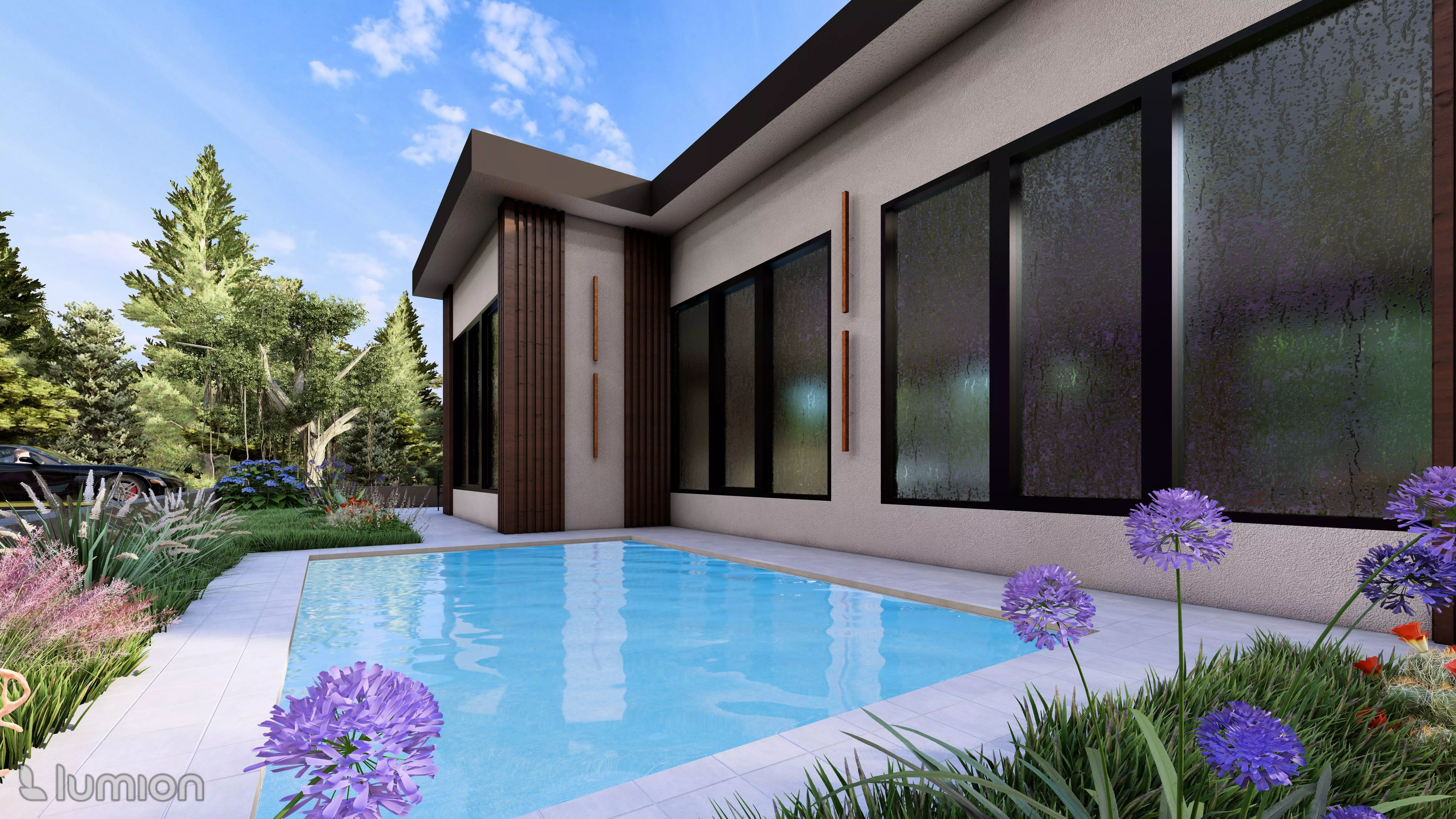 Modern Small House Minimalist One-Story Home Exterior 3D Model 3D model_6