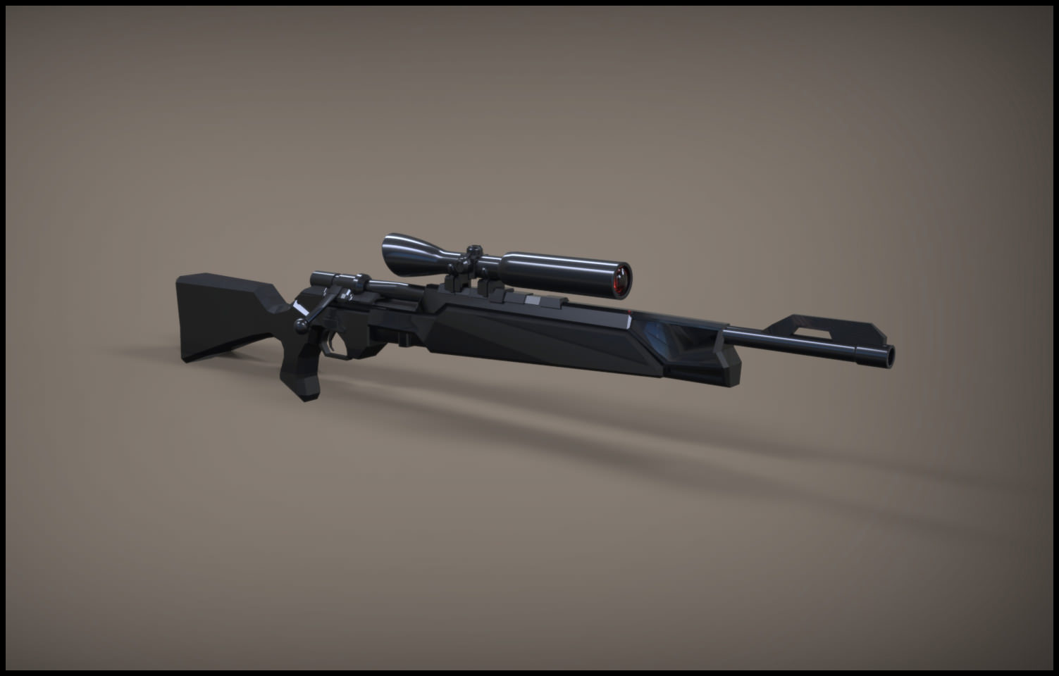 Rifle with scope 3D model_2