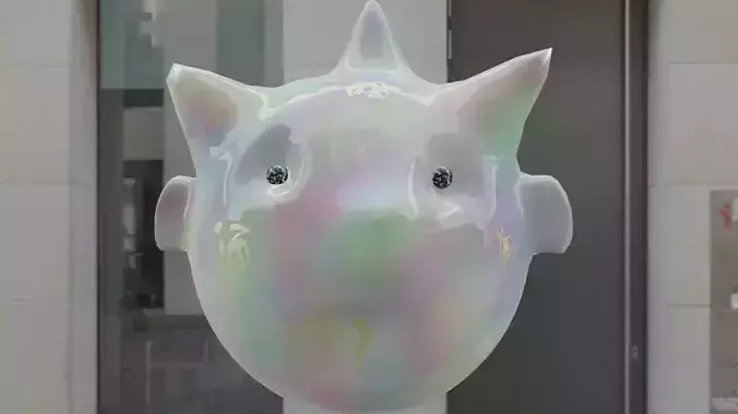 Funny pig head in porcelain material with Chinese scripts on it