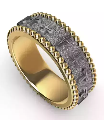 spin ring 2 tone with cross