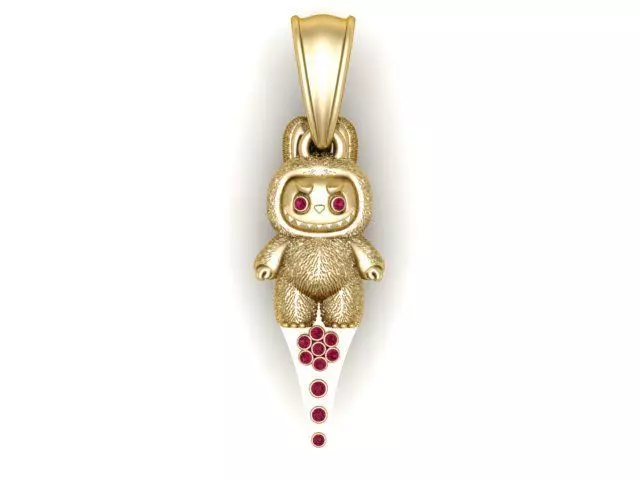 Cute Monster on Pizza Slice Pendant 3D Printable Model 3D print model