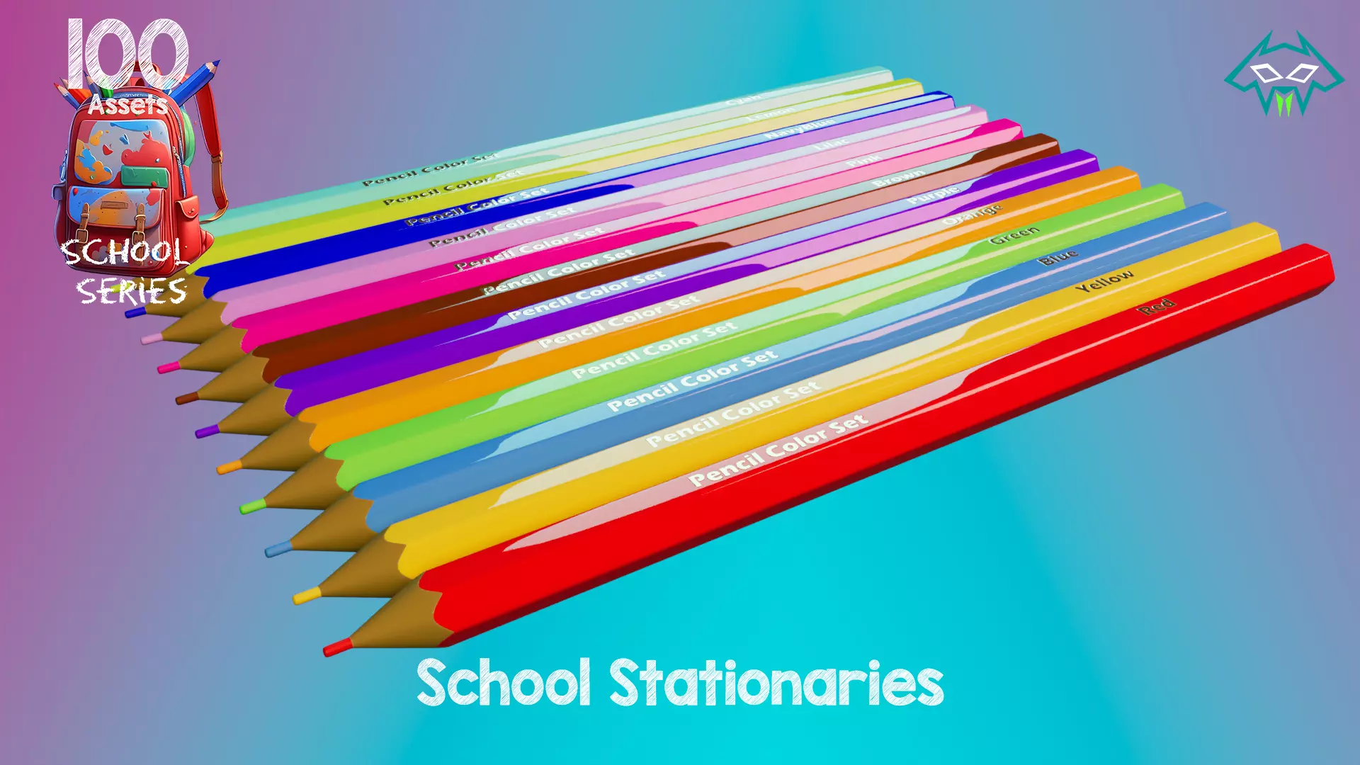 School Stationaries- 100 Assets - School Series Low-poly 3D model_4