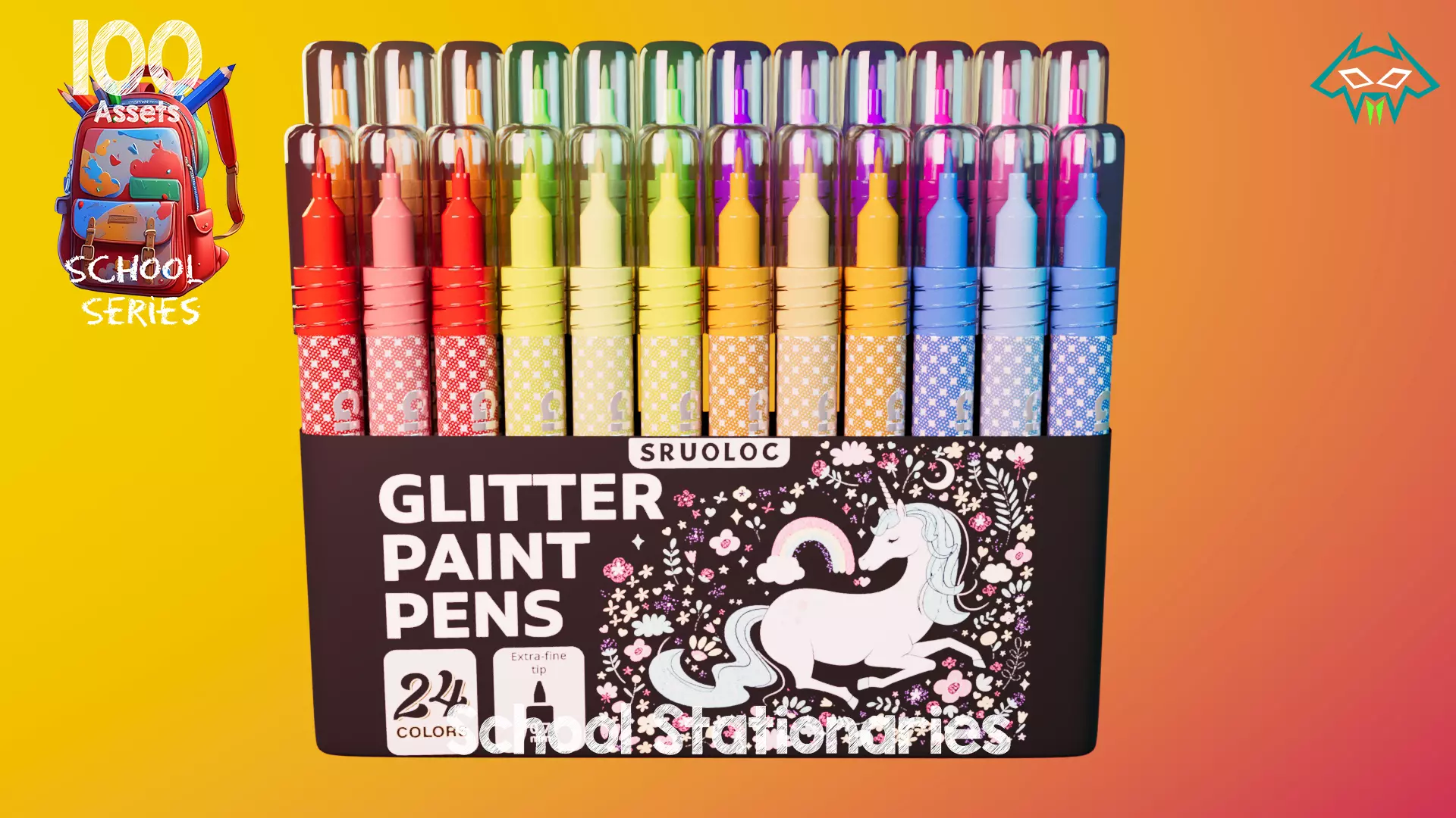 School Stationaries- 100 Assets - School Series Low-poly 3D model_7