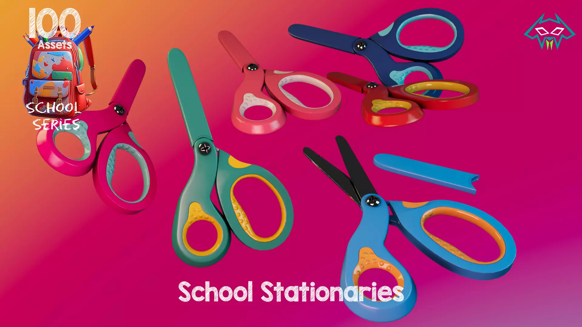 School Stationaries- 100 Assets - School Series Low-poly 3D model_2